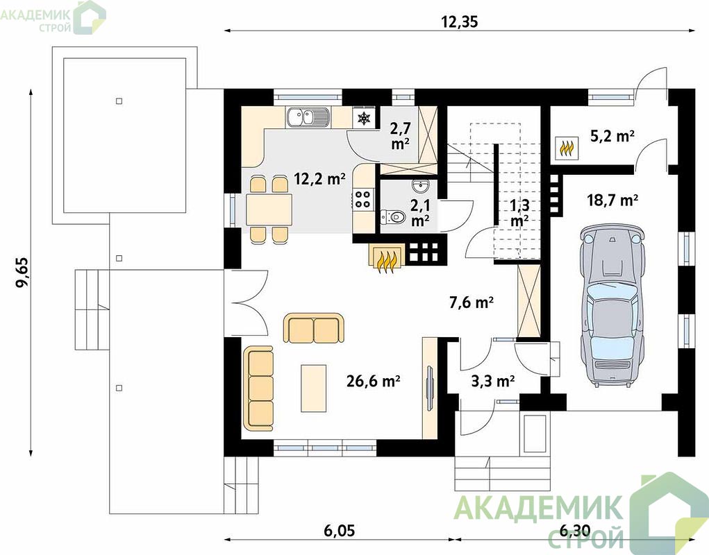 Двухэтажный дом 14х11 - 145.9 м2 — вид 3