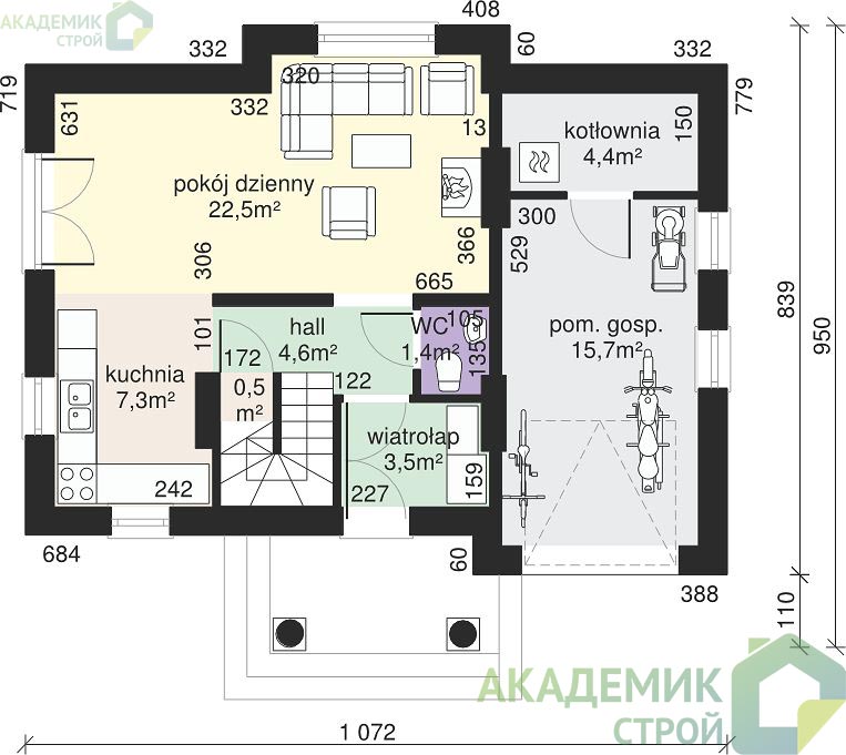 Двухэтажный дом 11х9 - 102.4 м2 — вид 3