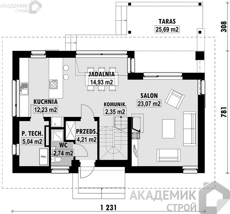 Двухэтажный дом 12х11 - 118.92 м2 — вид 3