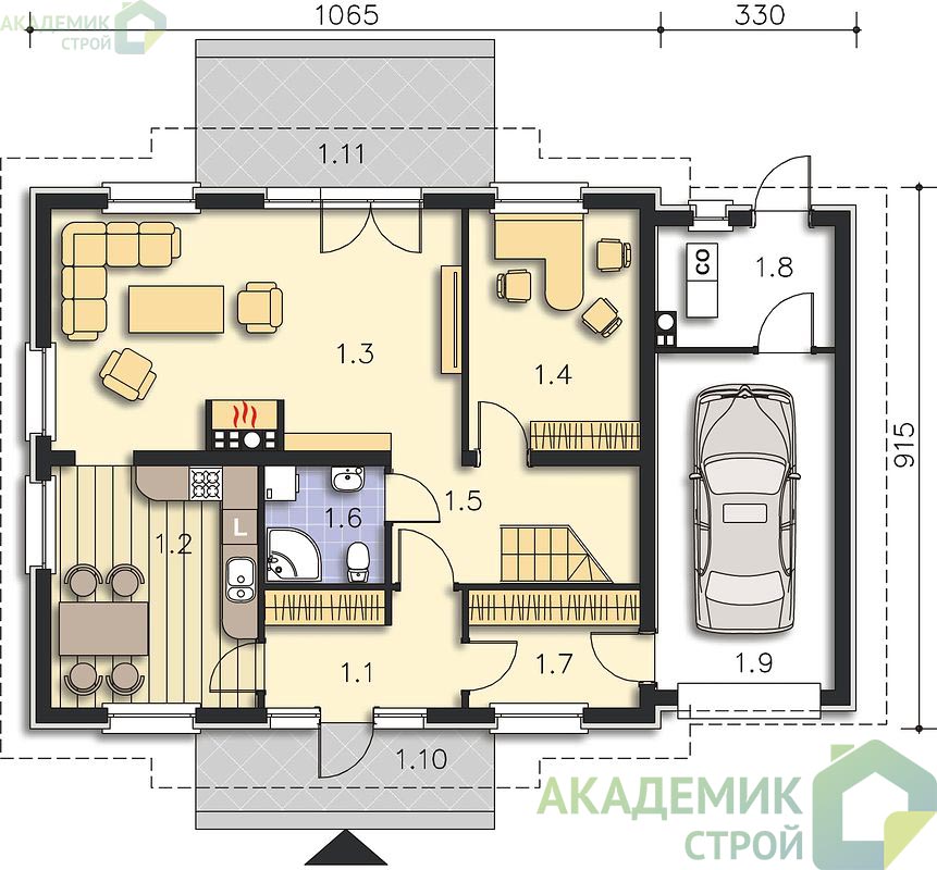 Двухэтажный дом 13х11 - 166.76 м2 — вид 3