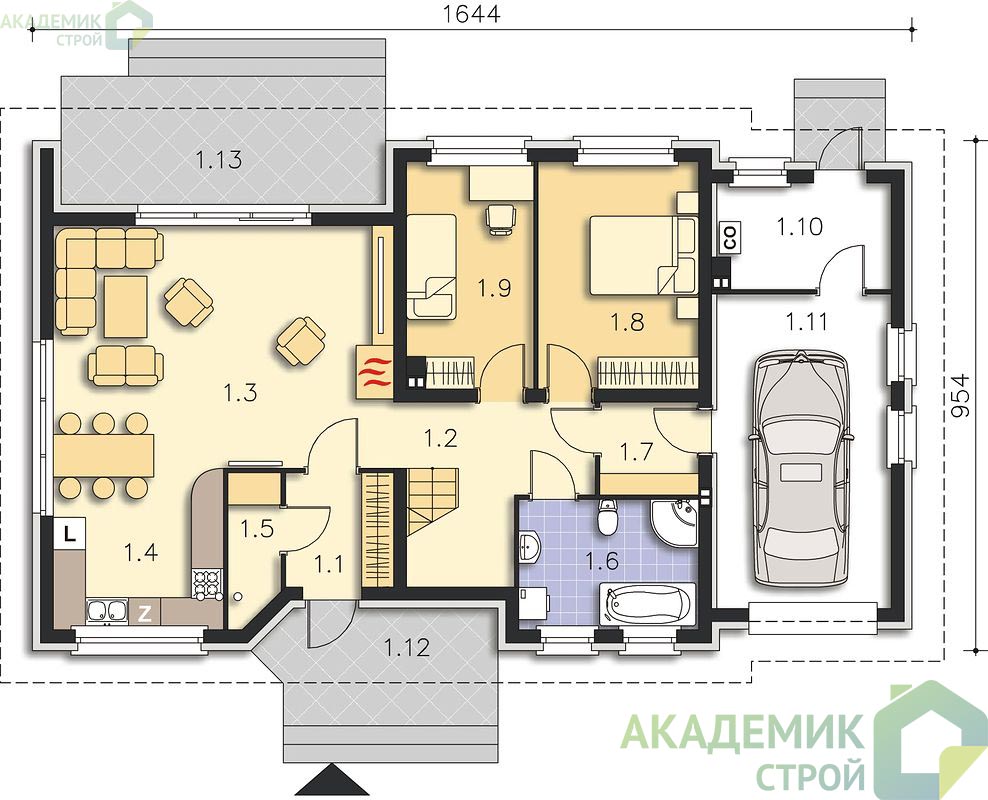 Двухэтажный дом 17х10 - 175.03 м2 — вид 3