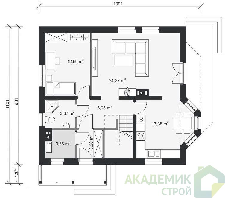 Двухэтажный дом 11х10 - 121.3 м2 — вид 3