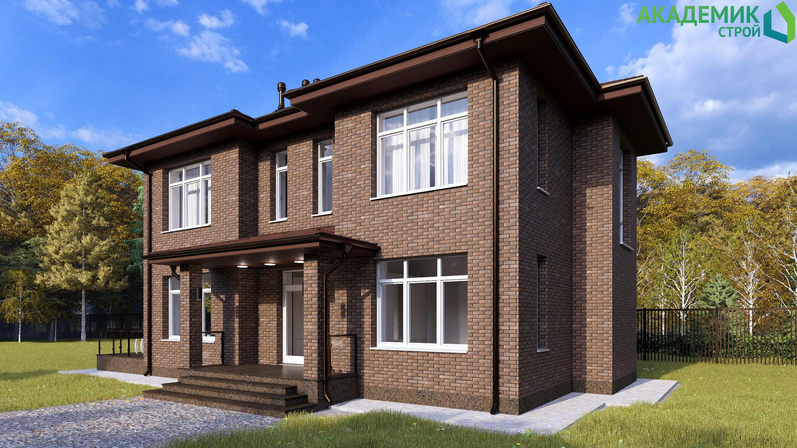 🏠Визуализация проекта двухэтажного дома на железобетонной плите для большой семьи в д.Поджигородово 15 на 11 м.🏠