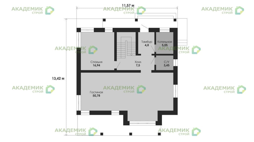 Планировка «План первого этажа», Двухэтажный дом 13х12 - 250 м2
