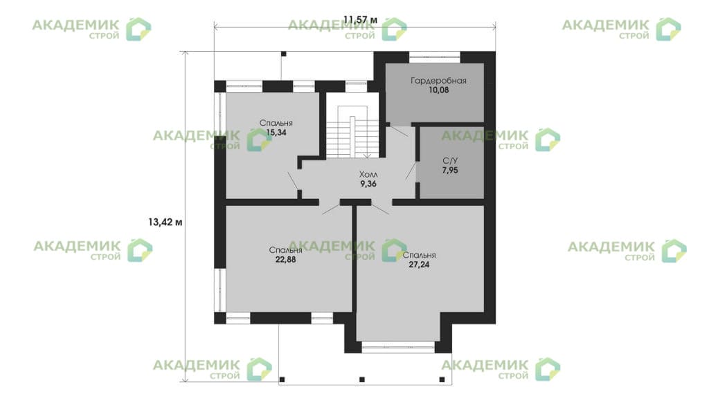 Планировка «План второго этажа», Двухэтажный дом 13х12 - 250 м2
