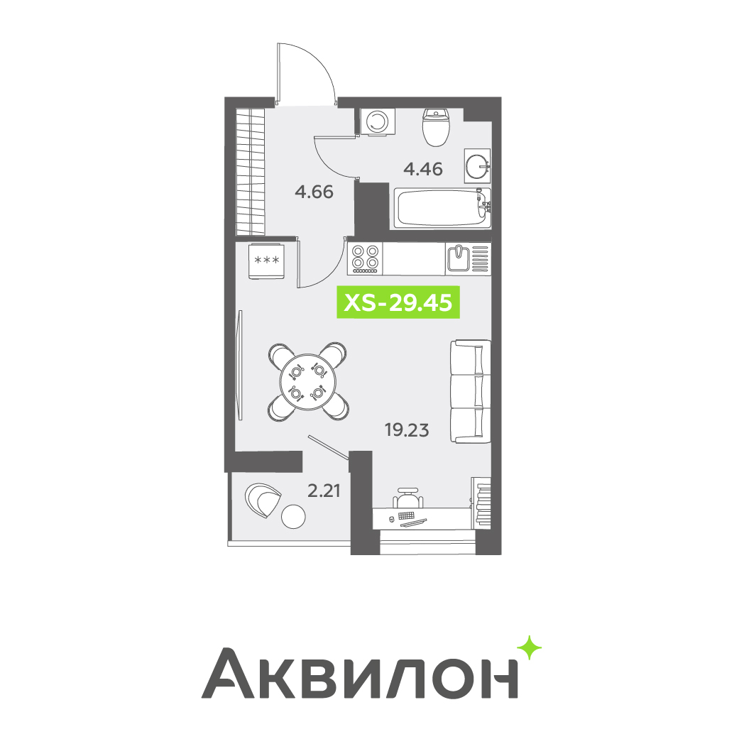 Купить квартиру-студию № 341 29.45 м2, в ЖК Аквилон ZALIVE в Санкт-Петербургe  по цене 8370197 руб. от застройщика