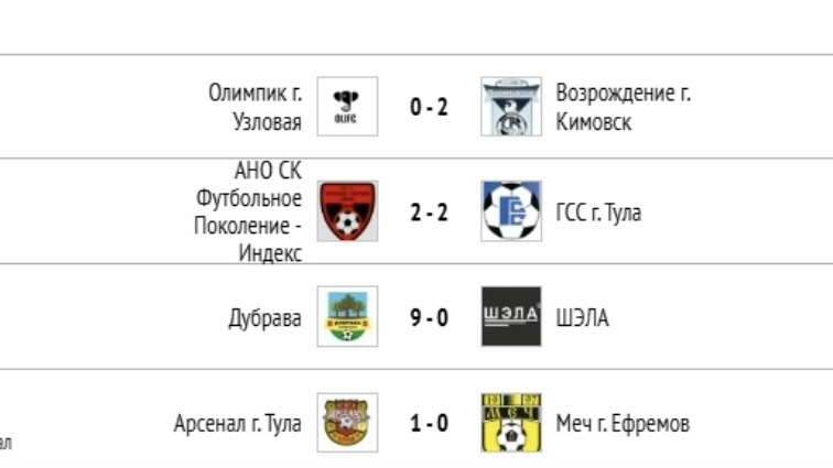 «Дубрава» (Алексин) одержала уверенную победу в первом туре чемпионата Тульской области среди ветеранов