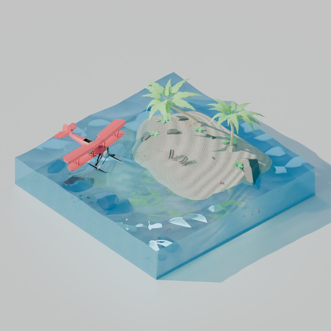 Island, 3D scene