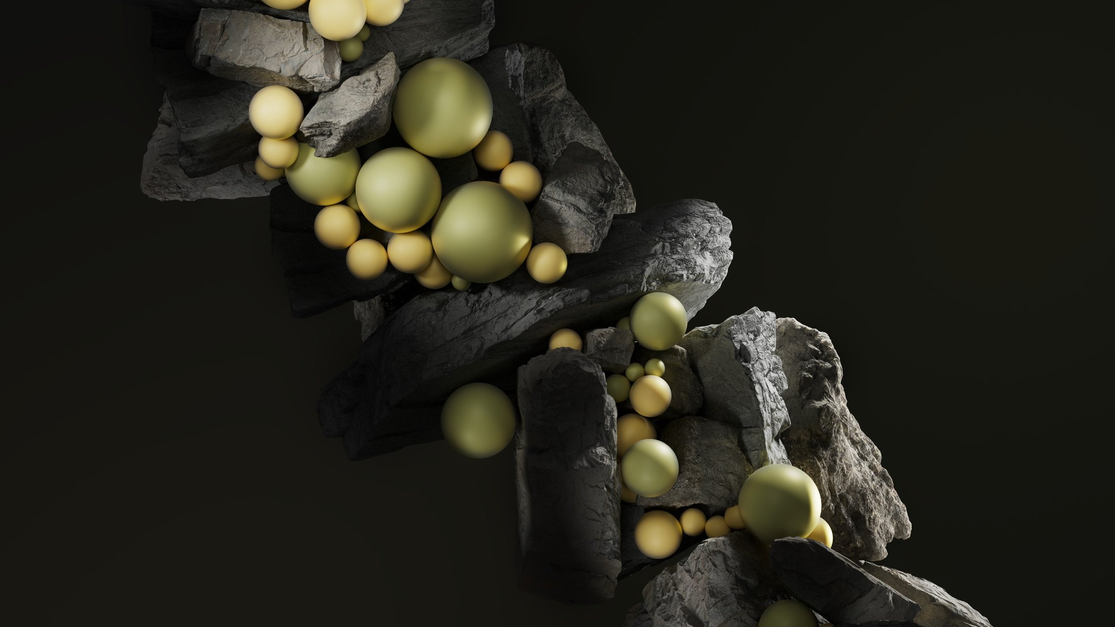 Gold and stone, Cinema 4D and Redshift