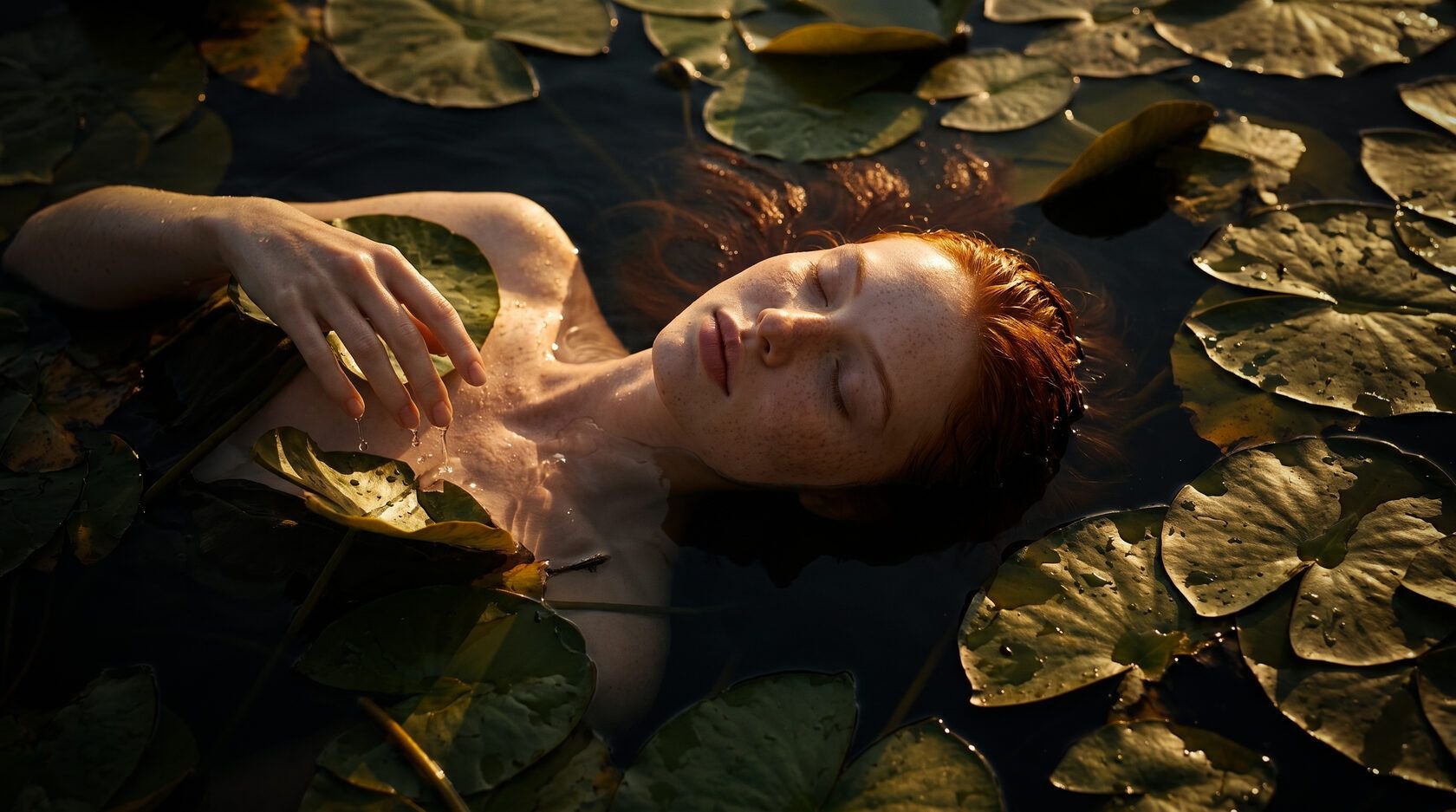 Mermaid asleep on the water