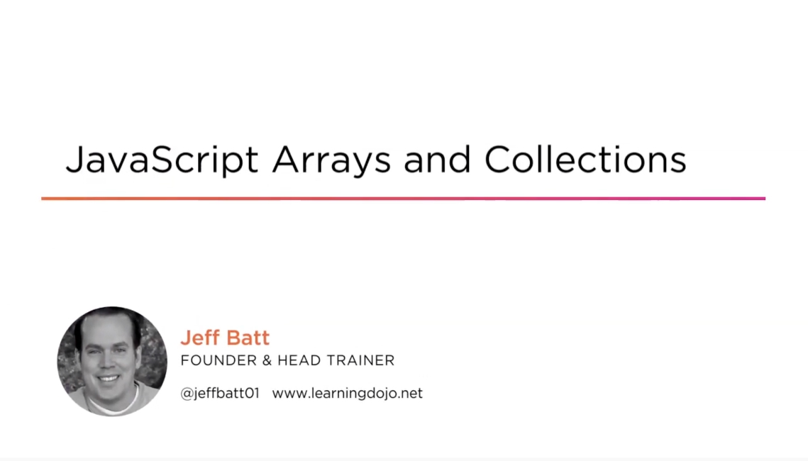 Обложка курса JavaScript Arrays and Collections By Jeff Batt