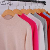Осенний кашемировый шерстяной женский свитер Джерси розовый бежевый теплый мягкий женский пуловер Свитера 2020 зимний модный джемпер женский 2XL 1000006270554