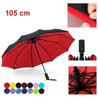 Двухслойный ветрозащитный женский Автоматический зонт, складной бизнес-зонт с 10 прутьями, большой дождевой 1000008289939