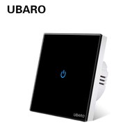 Сенсорный выключатель UBARO европейского стандарта из закаленного черного и белого хрустального стекла с сенсорной панелью и кнопкой датсветильник 1/2/3 Gang 10A умный домсенсорный выключатель выключатель 10000171788447
