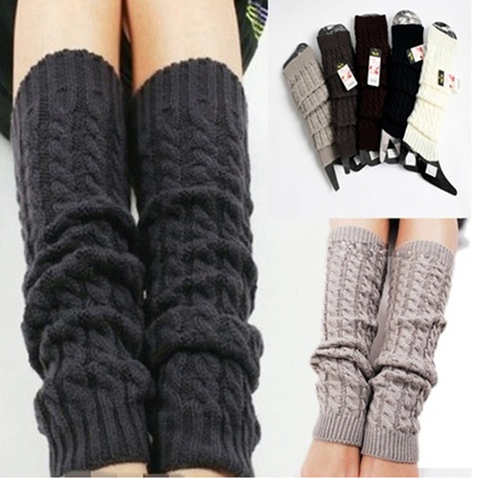 Длинные зимние теплые гетры, носки, мягкие шерстяные вязаные носки выше колена, женские модные облегающие носки 10000308563499