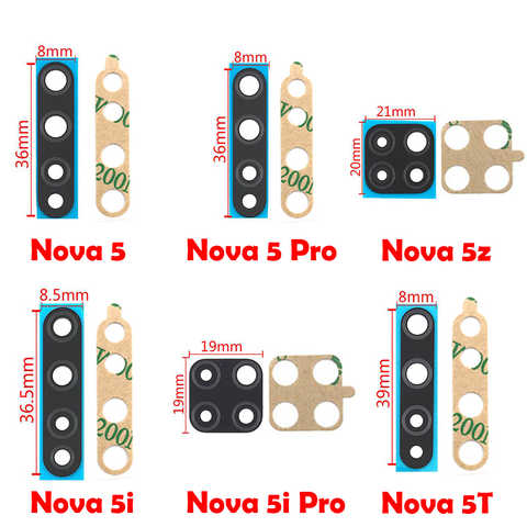 Стекло для объектива задней камеры Huawei Nova 5T, 5, 5i, 5T, 5Z, 6, 8, Se, 7, 8 Pro, 2 шт./лот, с клейким покрытием 1005001264849682