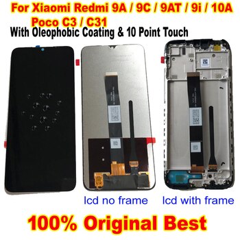 100% Оригинальный ЖК-дисплей для Xiaomi Redmi 9A 9C 9AT 9i 10A Poco C3, дигитайзер сенсорного экрана в сборе, датчик с рамкой Pantalla 1005001270344167