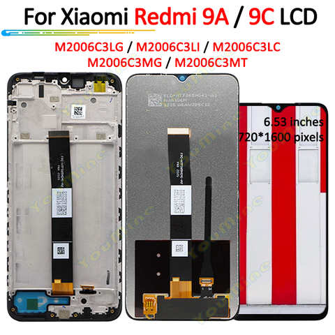 ЖК-дисплей 6,53 дюйма для Xiaomi Redmi 9A 9C, цифровой преобразователь сенсорного экрана с рамкой для Redmi9A, Redmi 9C, M2006C3MG, ЖК-дисплей 1005001273185860
