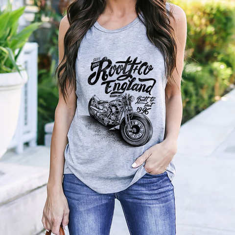 Женская футболка без рукавов, серая Повседневная Свободная футболка в стиле Харадзюку с забавным графическим принтом автомобиля, 2020 1005001274737752
