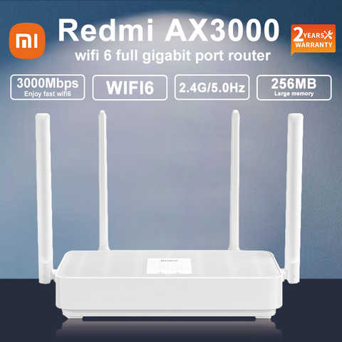 Новый роутер Xiaomi Redmi AX3000 Wifi 6 Mesh WIFI Gigabit 2,4G/5,0 GHz двухдиапазонный беспроводной роутер усилитель сигнала антенна с высоким коэффициентом усиления 1005001291494204