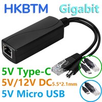 Гигабитный PoE-разветвитель HKBTM Micro USB/Type-C/DC Power over Ethernet для IP-камеры/Raspberry PI/sensecap/Bobcat 1005001309240177