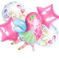 5 шт., милые сказочные воздушные шары, украшение для дня рождения принцессы, шары из алюминиевой фольги, розовые воздушные шары с крыльями 1005001314886602