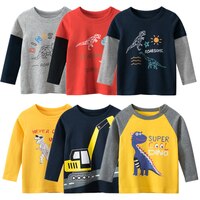 Детские футболки из 100% хлопка, детские топы, футболки с длинным рукавом для маленьких мальчиков и девочек, От 1 до 8 лет детская одежда 1005001319663839
