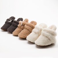 Детские носки, зимние ботинки для маленьких мальчиков и девочек, ботинки с пушистыми рисунками, обувь для первых шагов, нескользящая теплая обувь для новорожденных, мокасины 1005001326654302