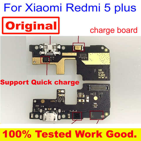 100% Оригинальный зарядный порт печатная плата USB док-разъем с микрофоном гибкий кабель для Xiaomi Redmi 5 plus MEG7 7A 6 Pro 1005001329775808