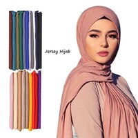 Длинная шаль однотонная, шарф из модала и хиджаб из Джерси, мусульманский головной платок, мягкий черный женский тюрбан, повязка на голову, Легкий головной платок 1005001332781297