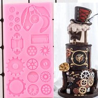 Механические винтовые шестерни, силиконовые формы, стимпанк, топпер для кексов инструменты для украшения тортов из мастики, сладкая глина форма для шоколадной мастики 1005001332895039