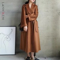 LANMREM популярное 2022 высококачественное двухстороннее шерстяное пальто с рябью для воды женское длинное пальто в стиле банного халата осень-зима для женщин 2A462 1005001335975908