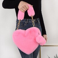 Зимние женские сумочки из искусственного меха, милая плюшевая женская сумка на плечо в форме сердца, милый женский клатч, кошелек, сумки-мессенджеры с надписью Love 1005001346875039