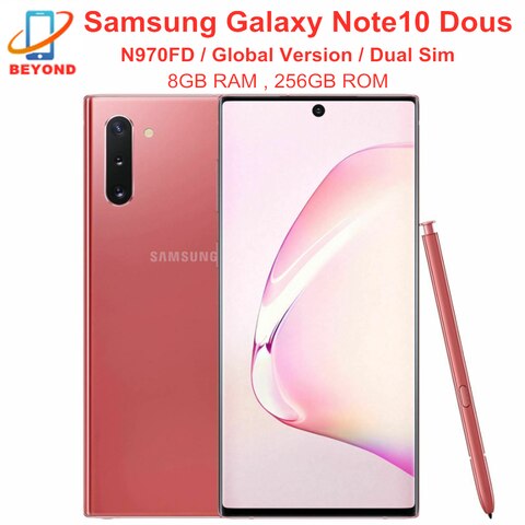 Оригинальный разблокированный сотовый телефон Samsung Galaxy Note10 Note 10 Duos N970FD с двумя Sim-картами 256 Гб ПЗУ 8 ГБ ОЗУ Восьмиядерный 6,3 "NFC Exynos 1005001355410274
