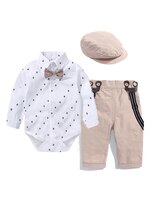 Комбинезон, комплект одежды для маленьких мальчиков с шапкой-бантом, джентльменский летний костюм в полоску с бантом для малышей, Детский комплект боди 1005001355982021
