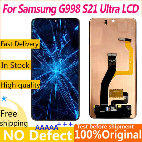 100% Оригинальный 6,8 ''AMOLED дисплей для Samsung Galaxy S21 Ultra 5G G998F G998F/DS G998B ЖК сенсорный экран Запасные части рамка 1005001360553080