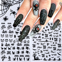Переводная Фольга для ногтей, 1 шт., паутина, 3D, призрак, череп, тыква, переводная, для самостоятельного маникюра, слайдер, украшение для ногтей TRSTZG032-040 1005001365180343