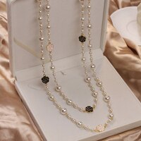 Роскошное многослойное длинное жемчужное ожерелье с камелией, Брендовое дизайнерское ожерелье с цепочкой в виде цветка розы для женщин 1005001371440944