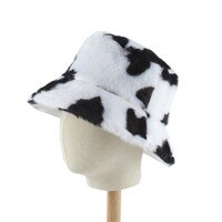 Шапки женские зимние из искусственного меха, черные, белые, с принтом коровы, мужская шляпа-Панама 1005001377617221