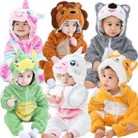 Детский мультяшный комбинезон, Одежда для новорожденных с капюшоном, пижамы для мальчиков и девочек, комбинезон в виде животного, фланелевые детские комбинезоны 1005001383513347