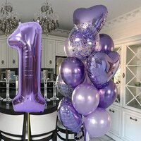Воздушные шары для дня рождения мальчика и девочки, 40 дюймов, 12 шт., с цифрами фиолетового цвета, украшение для вечеринки в третий день рождения, детский день рождения 9/1/3 1005001387174895