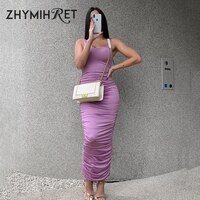 Женское длинное облегающее платье на бретельках ZHYMIHRET, с рюшами, на лето 2020 1005001395620300
