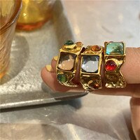AOMU яркие детские комплекты в винтажном стиле, в стиле барокко Премиум позолоченные кольца с прозрачными стразами французские неправильные геометрические металлические золотые кольца для женщин 1005001412866805