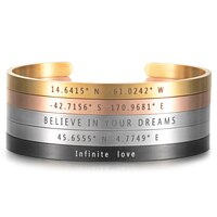 5 мм индивидуальные координаты манжеты из нержавеющей стали браслеты для женщин мужчин гравировка матовые регулируемые браслеты 1005001417611572