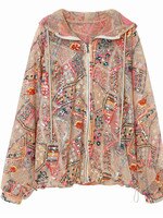 Женская куртка с блестками, элегантное розовое пальто в европейском стиле с разноцветными блестками и цветочным принтом, Повседневная Свободная Толстовка с длинным рукавом, фиолетовая верхняя одежда, Ins 1005001419225776