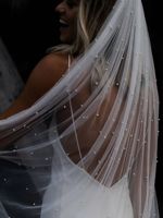 Роскошная Фата YouLaPan V05 для невесты, свадебная фата с жемчугом и гребнем для волос, Длинная свадебная фата для венчания 1005001423083450