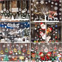 Новогодние наклейки на окно рождественские украшения для дома Рождественская Наклейка на стену детская комната наклейки на стену новогодние наклейки 1005001437215843
