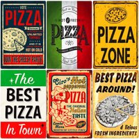 Тарелка для пиццы, Большая еда, винтажная металлическая вывеска для паба, бар, украшение для дома, лучший домашний постер, итальянская пицца, настенная художественная тарелка N374 1005001439635702