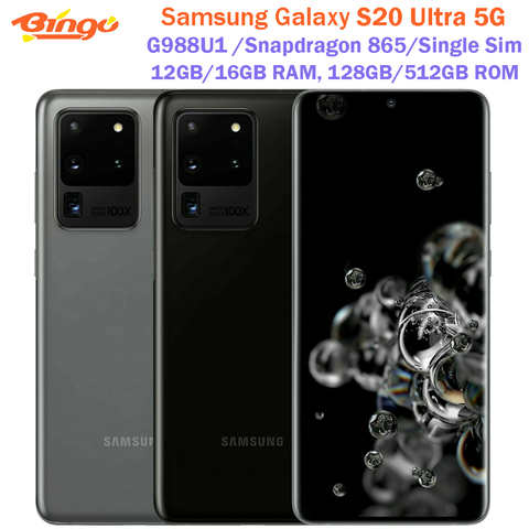 Разблокированный телефон Samsung Galaxy S20 Ultra 5G G988U1, 128 Гб/512 Гб ПЗУ, Snapdragon 865 восемь ядер, 6,9 дюйма, четыре камеры, 12/16 ГБ ОЗУ 1005001451624461