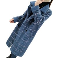 Женское бархатное пальто из искусственной норки, новое длинное пальто-Тренч, осенне-зимнее плотное свободное теплое пальто из искусственной норки в клетку, пальто для женщин 1005001483650818